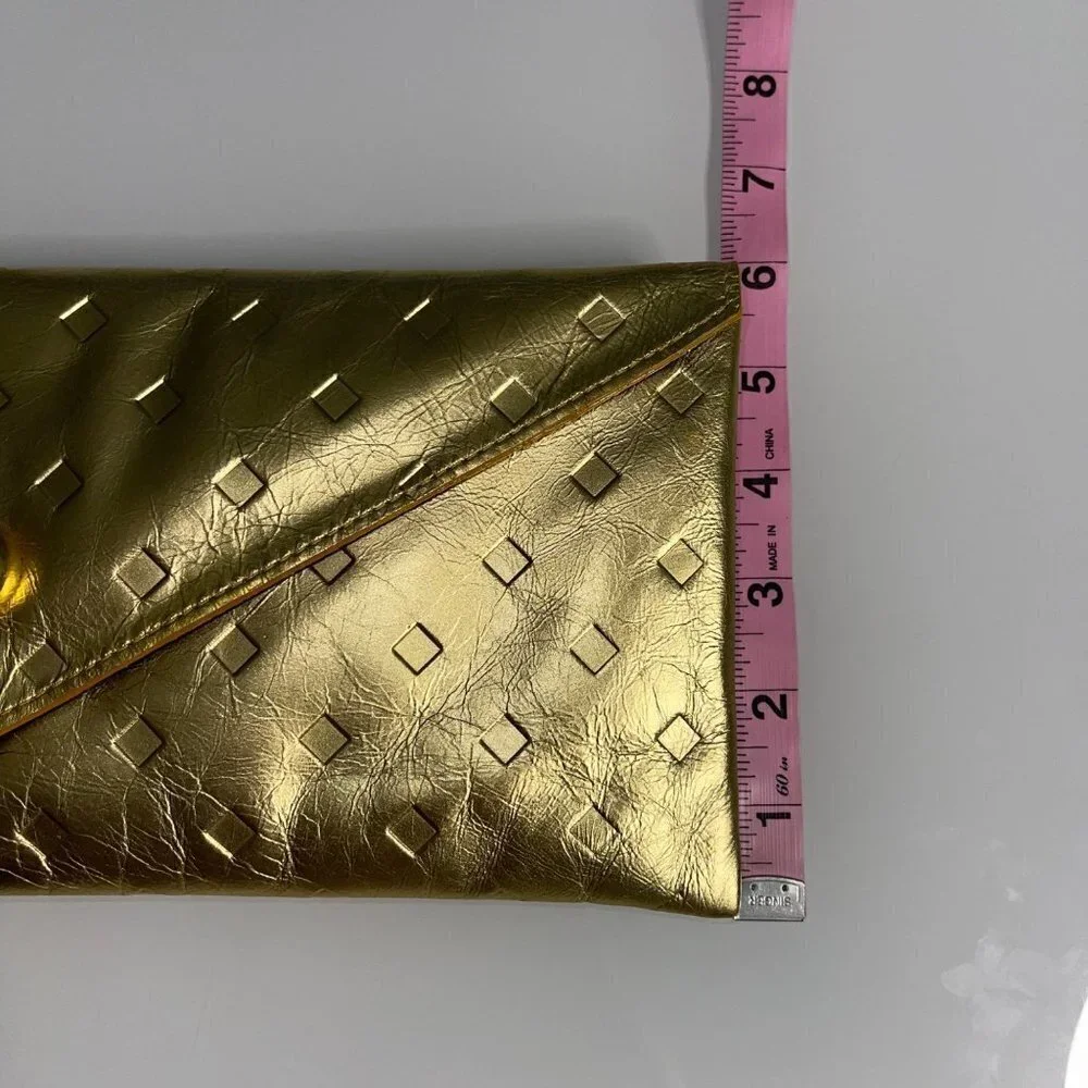 Womens Barbie by Tookata People Gold Envelop Clutch Textured Diamond New